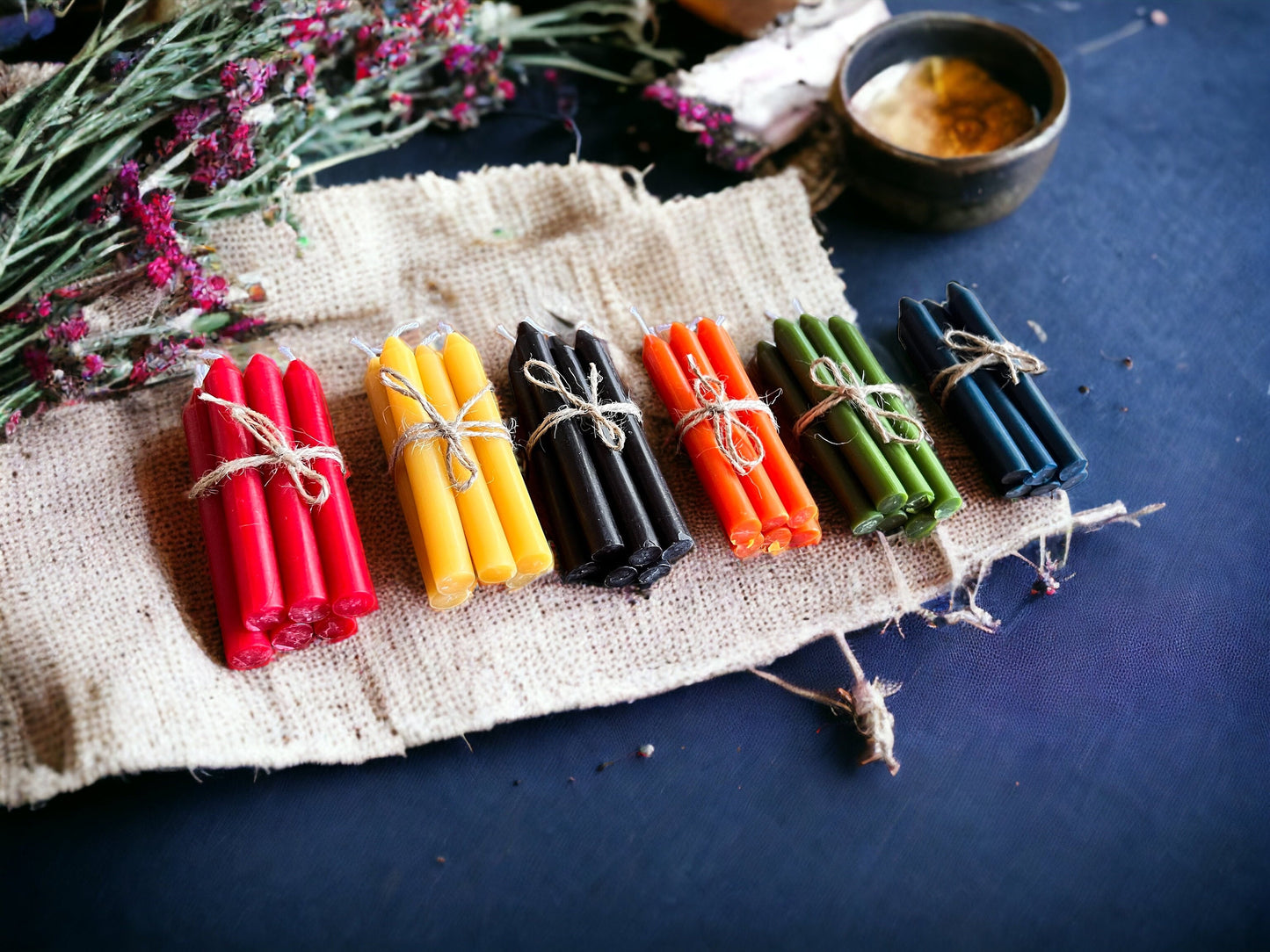 4" Magic Ritual Spell Candles, 100% Beeswax Mini Chimes, 6 Colors