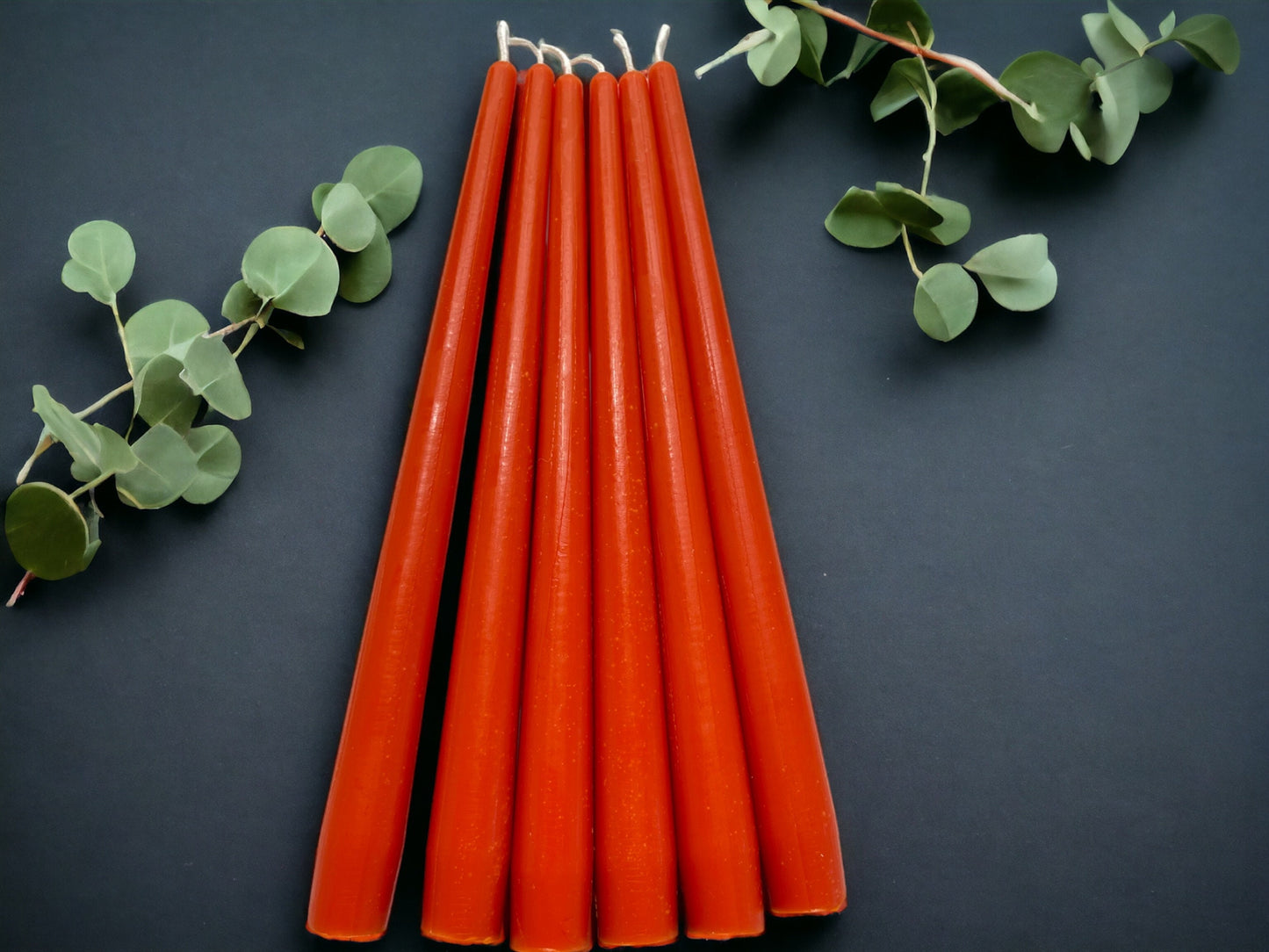 Set of 6 Beeswax Taper Dinner Candles – 10 in, 6 Colors
