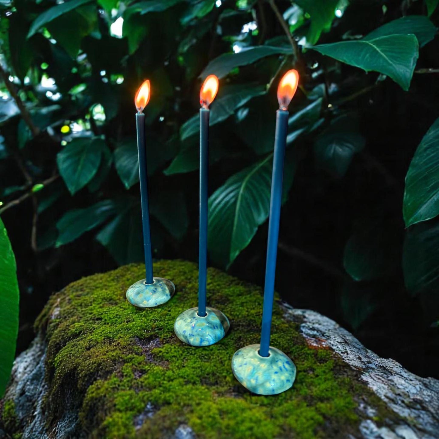 Ocean Spirit Ceramic Candle Holder for 5 mm Taper Candles – Seafoam Green