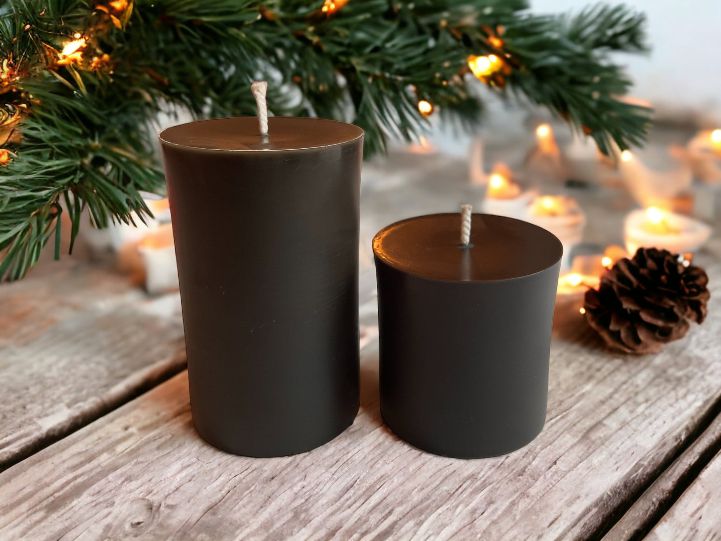 Black Beeswax Pillar Candles – 100% Pure Beeswax, 3" Diameter