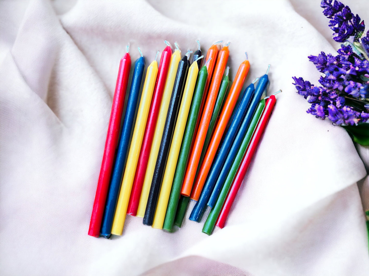 100% Beeswax Orthodox Church Candles - 3 Sizes & 6 Colors, 24-Pack