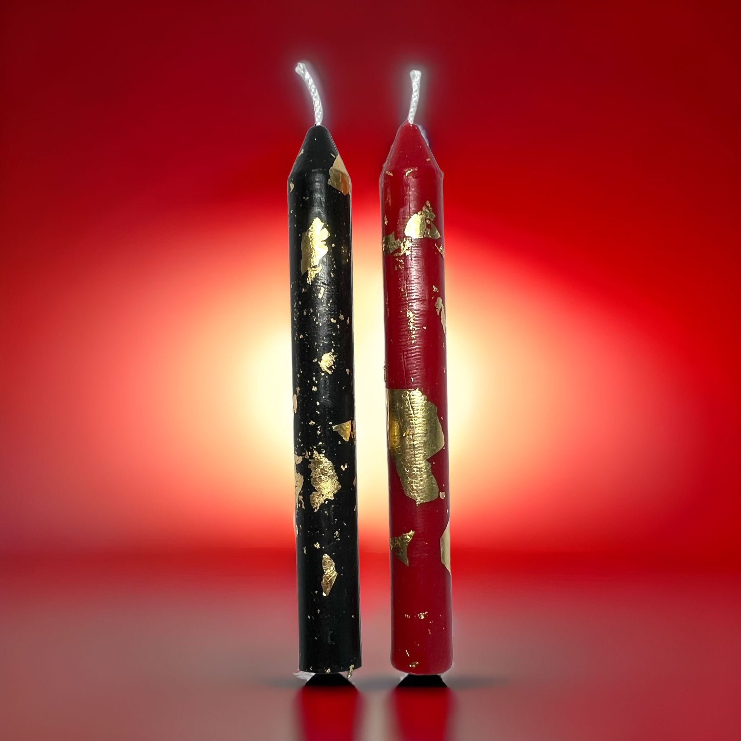 Beeswax Taper Candle - Gold Flake Finish, 4"