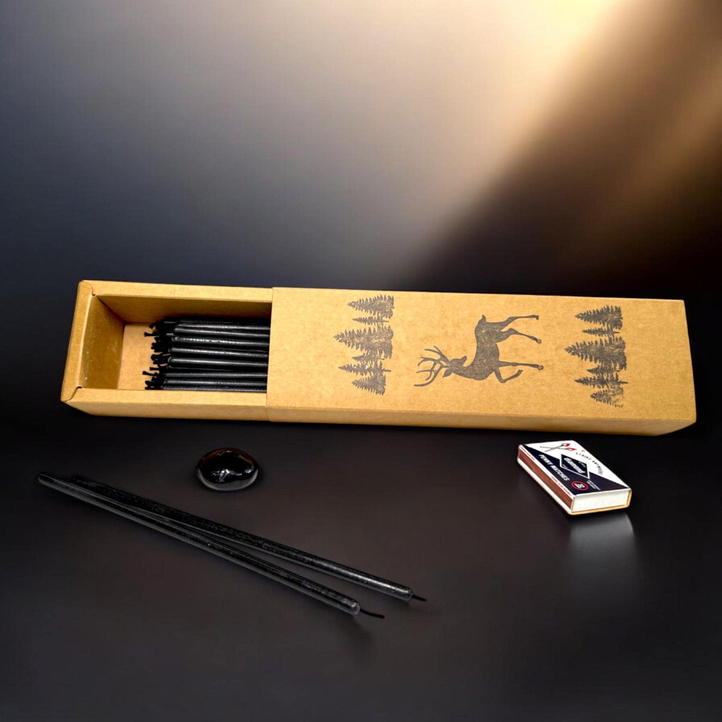 Absolute Black – Set of 60 Pure Beeswax Candles with Ceramic Holder