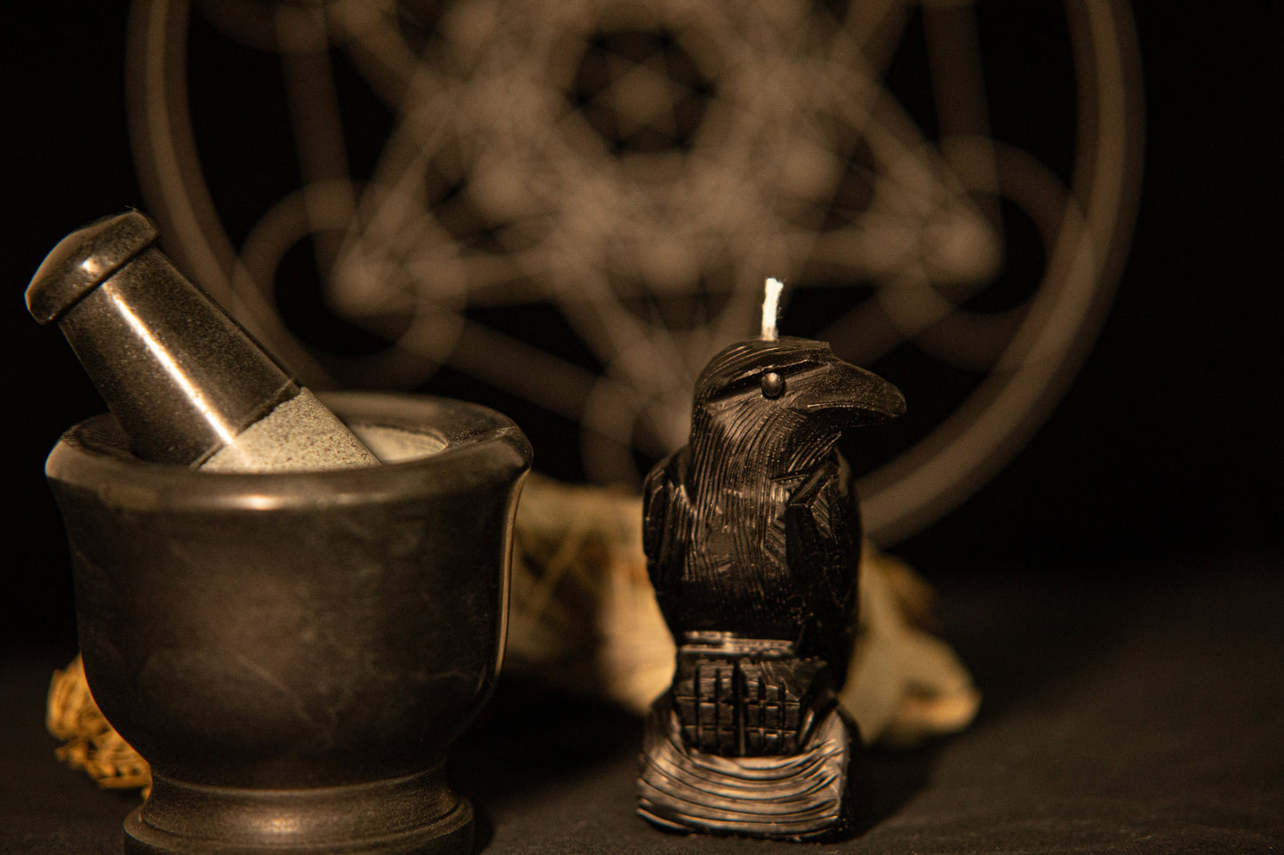 Raven Candle Totem Spirit Magic Candle Wicca witchcraft Alter 100% beeswax