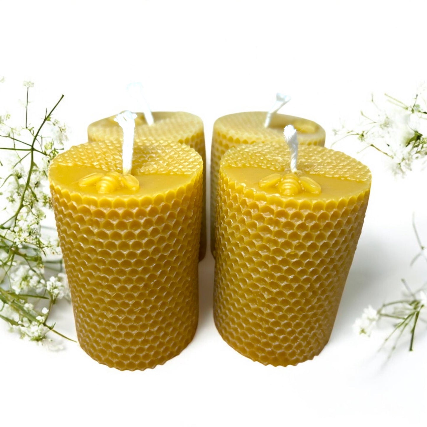 BeeLight Glow Set – Handcrafted Beeswax Candles with Bee Design (Set of 2 or 4)
