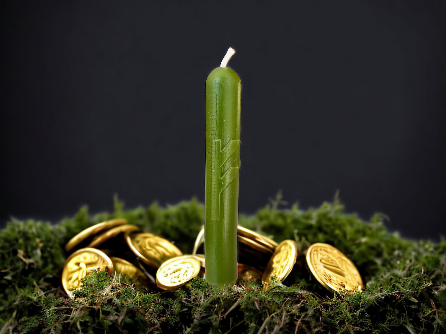 Fehu Rune Beeswax Candle for Prosperity and Well-being.