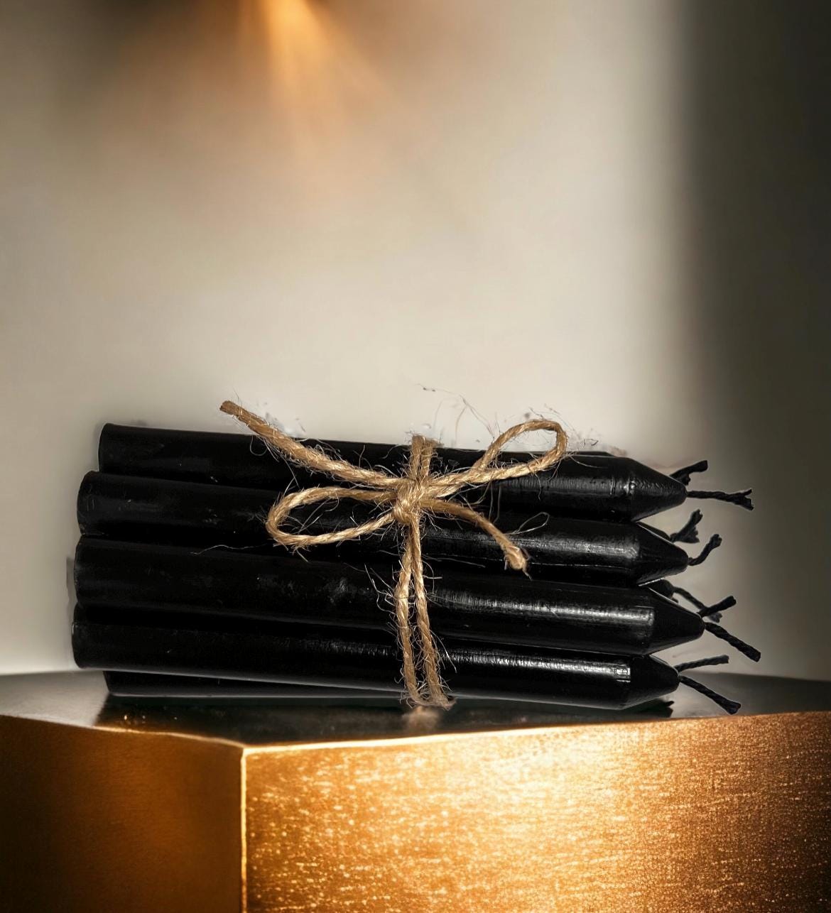 Black Mini Chime Candles – 4" Pure Beeswax, Black Wick