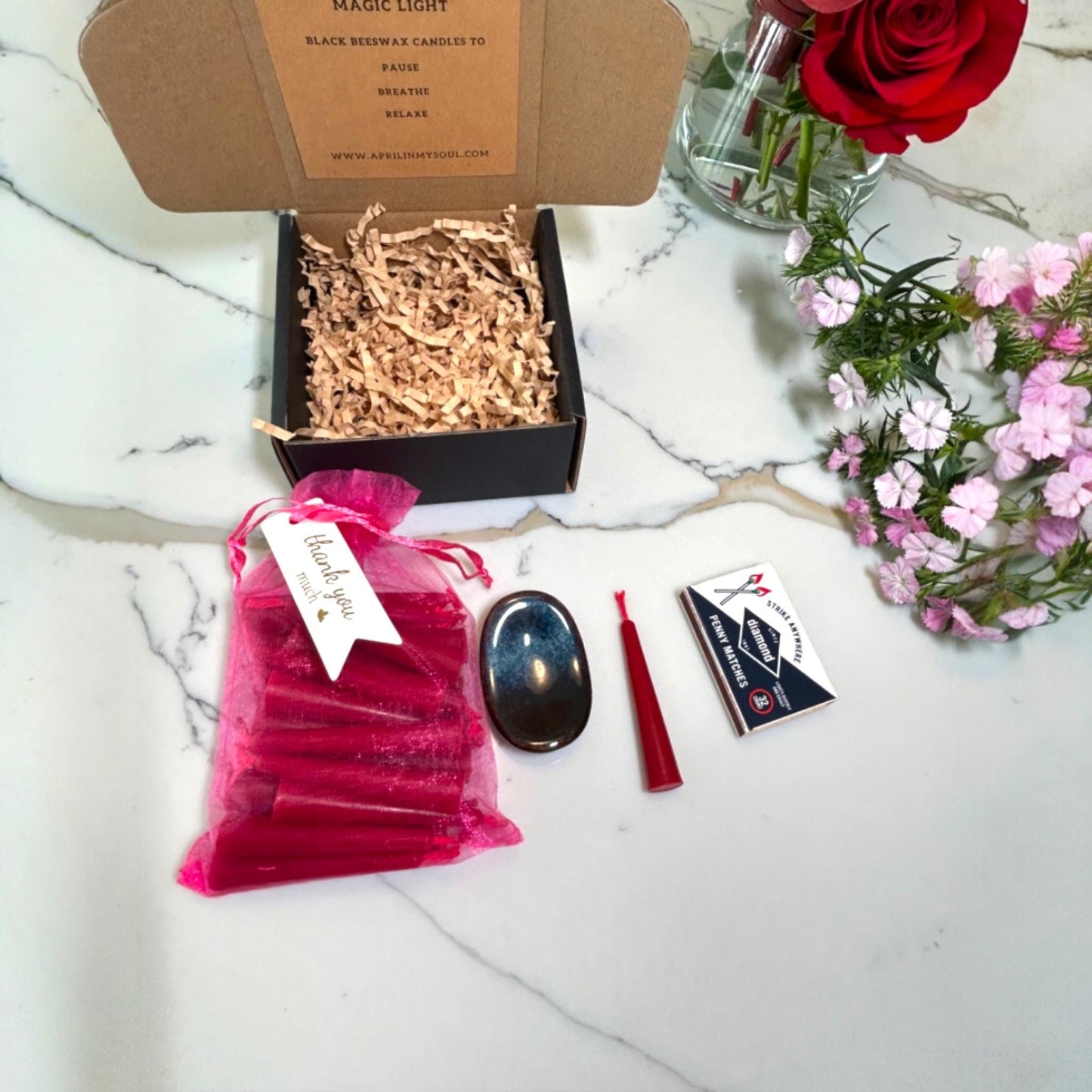 Advent Calendar – Set of 31 Red Beeswax Ritual Candles with Red Wicks for Love, Passion, and New Beginnings