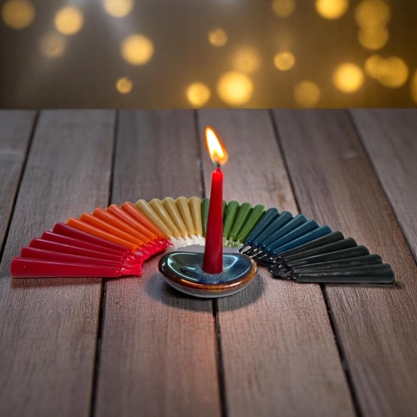 Set of 30 Beeswax Mini Ritual Candles – 6 Colors, Gift Set with Holder & Matches