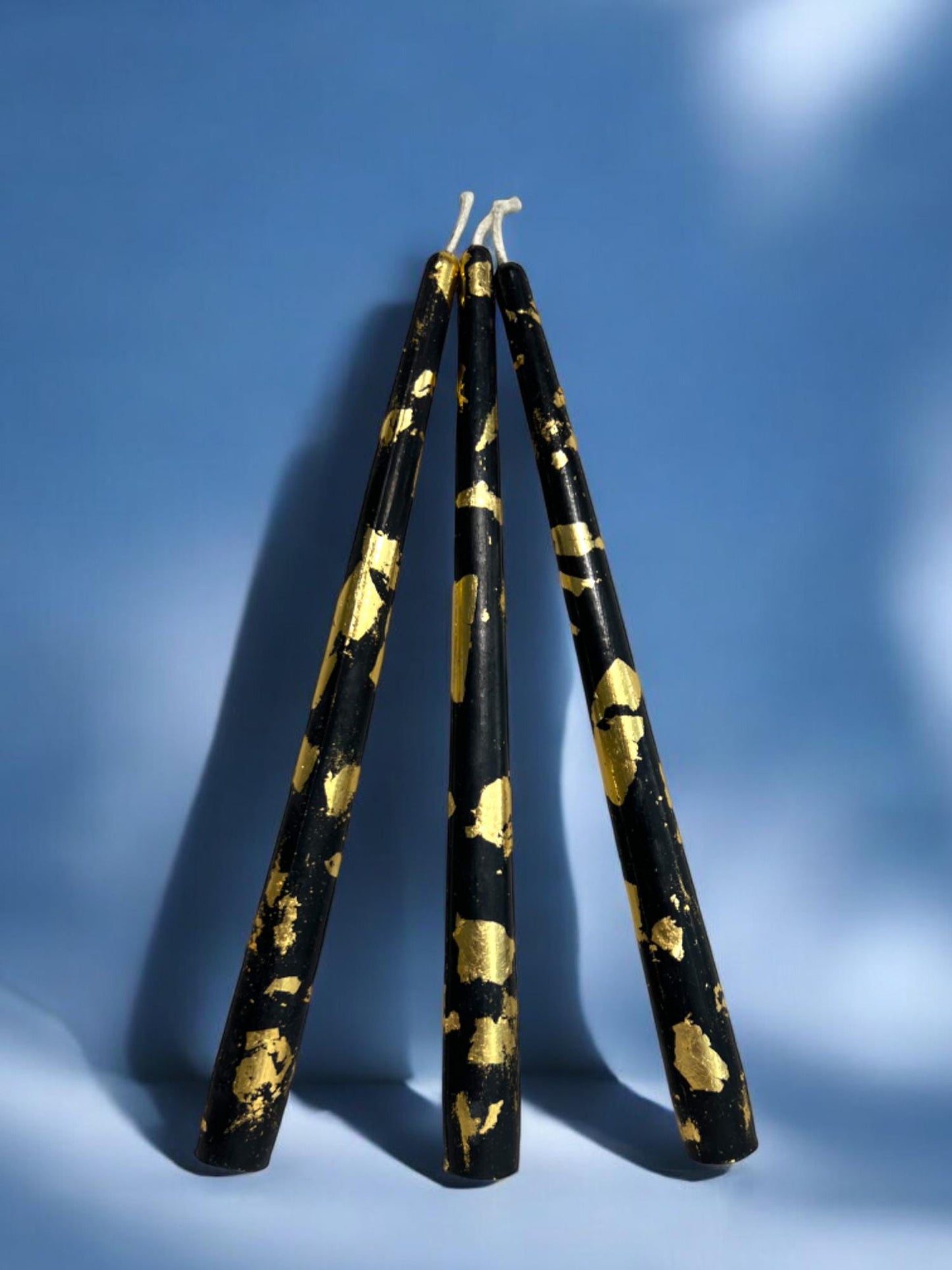 Midnight Golden Glow Beeswax Tapers - Black and Gold