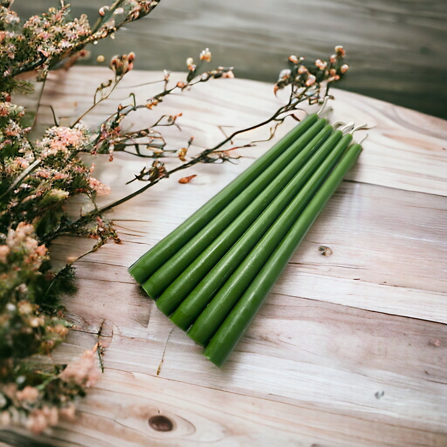 Set of 6 Beeswax Taper Dinner Candles – 10 in, 6 Colors