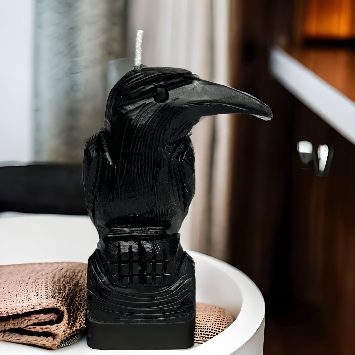 Raven Candle Totem Spirit Magic Candle Wicca witchcraft Alter 100% beeswax