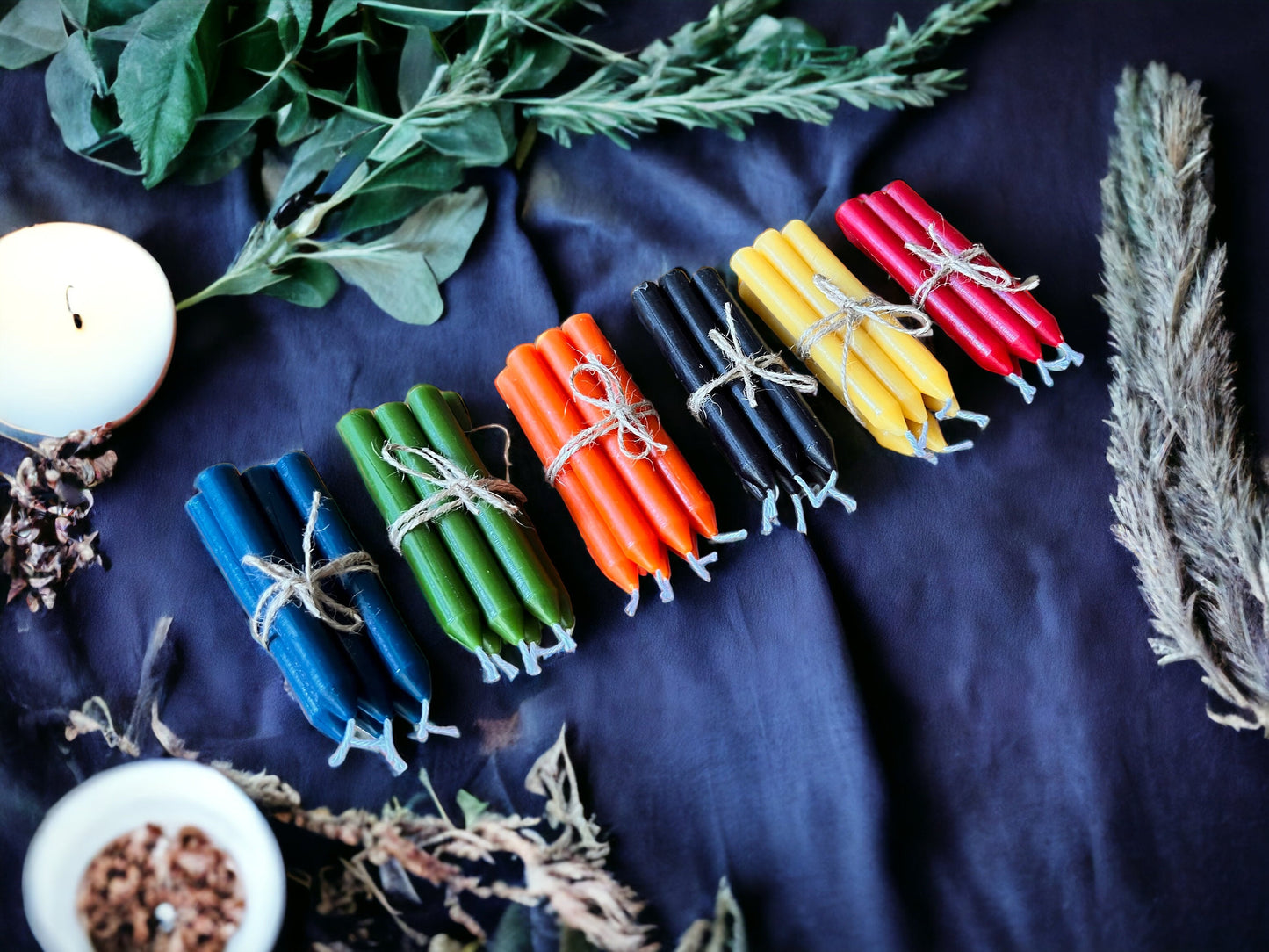 Set of 30 Beeswax Chime Candles – 4 in, Assorted Colors, Handmade