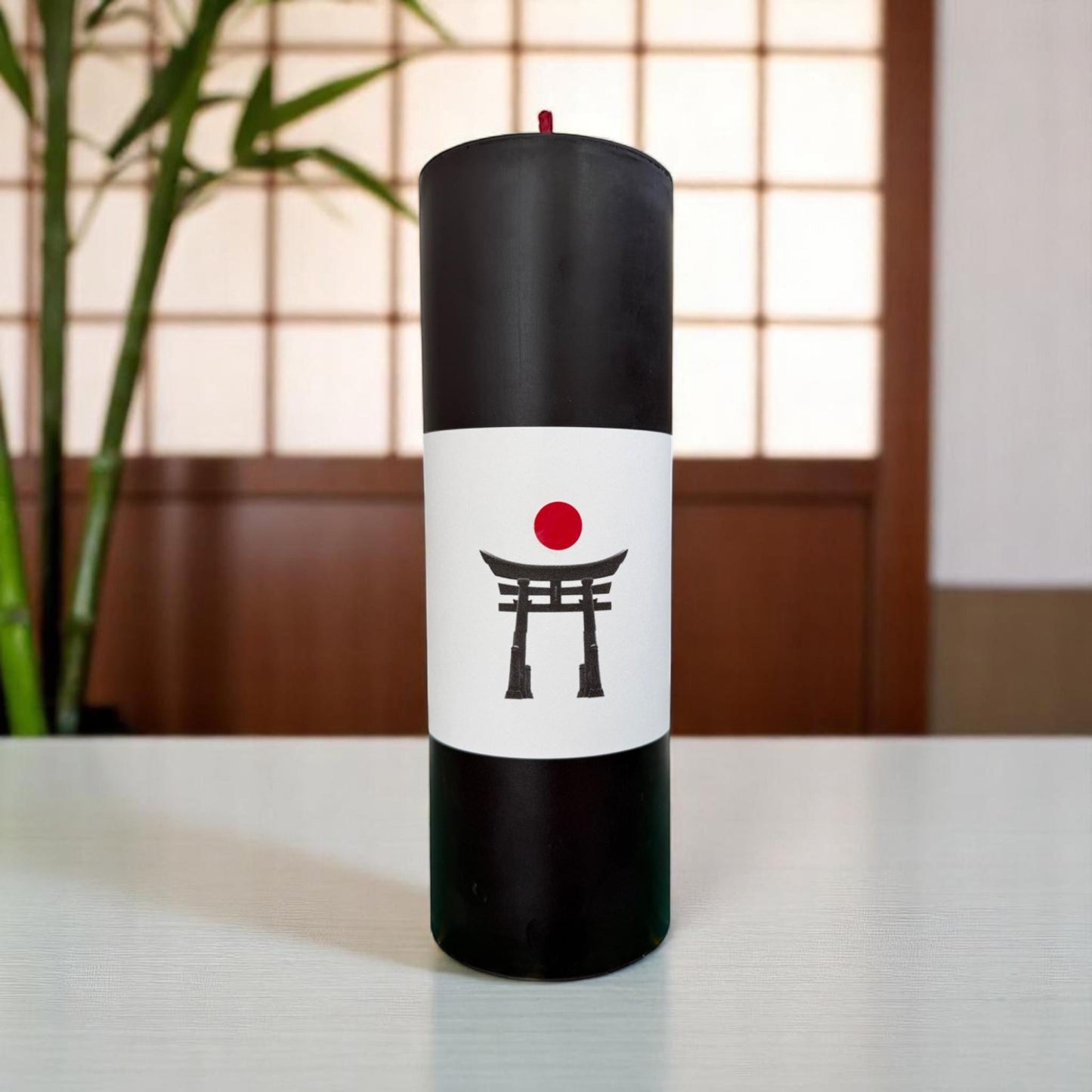 Samurai XL – Black Beeswax Pillar Candle with Red Wick, 8.75"