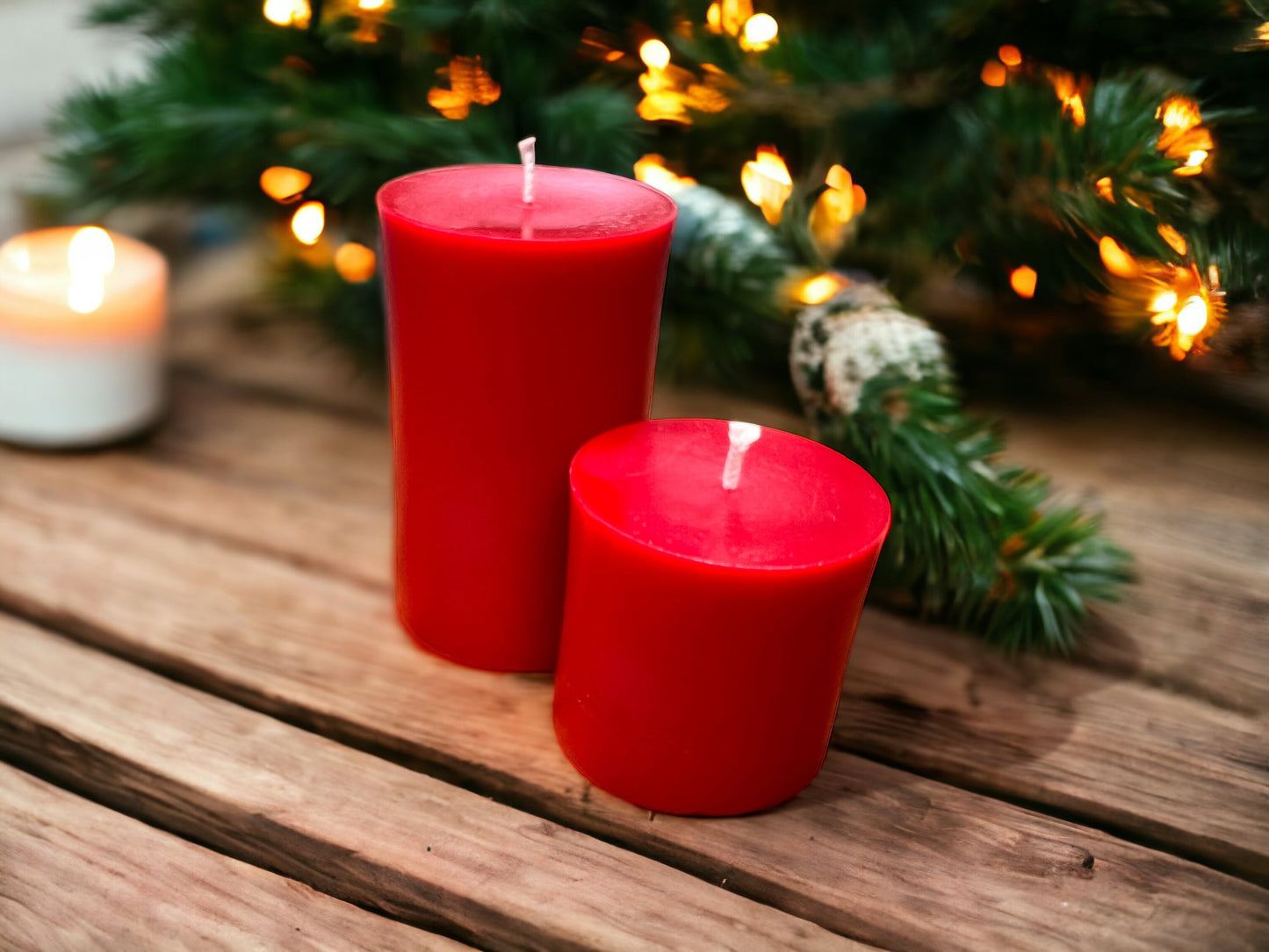 Large Red Beeswax Pillar Candle - 3" Diameter