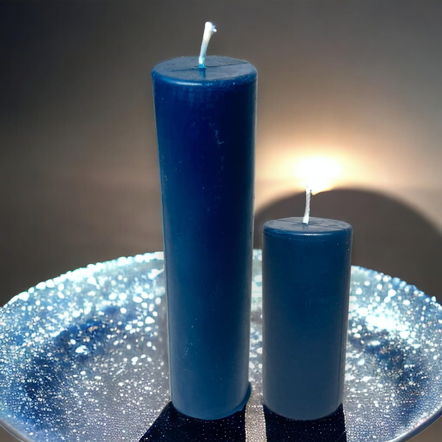 Blue Sunset Glow, Long-Burning Beeswax Pillar Candles| Available in Two Sizes