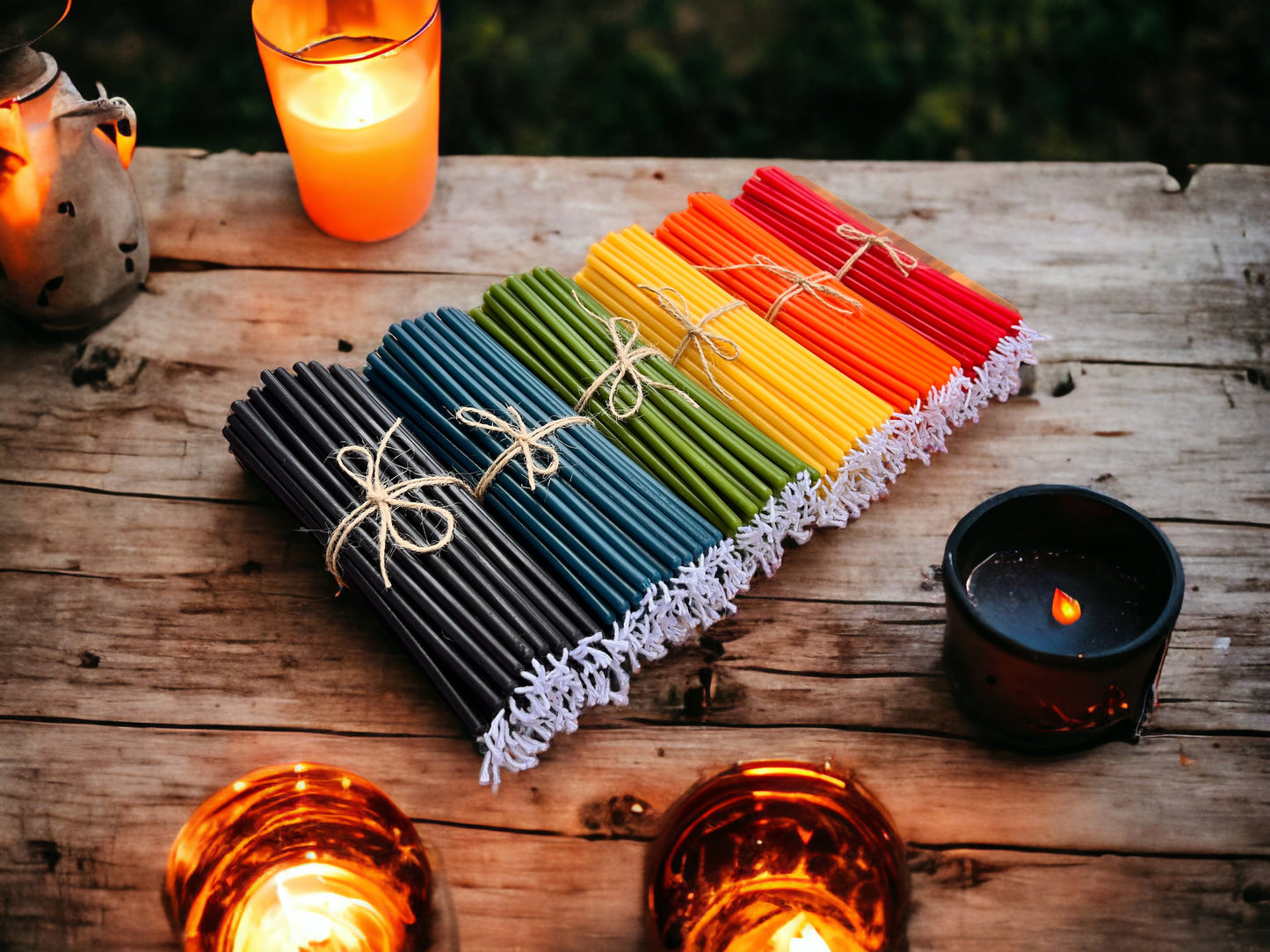 Ultra Slim Beeswax Candles, Set of 96 - 6 Colors