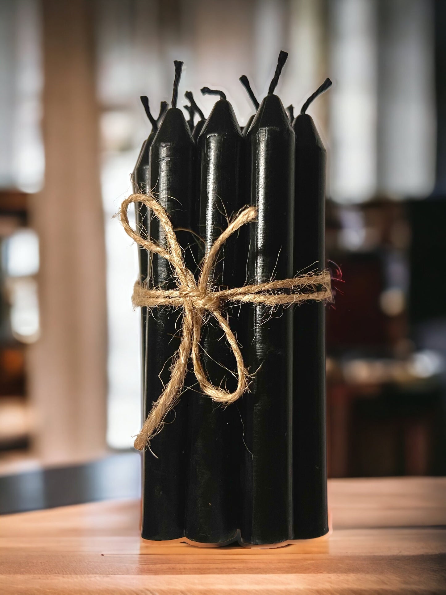 Black Mini Chime Candles – 4" Pure Beeswax, Black Wick