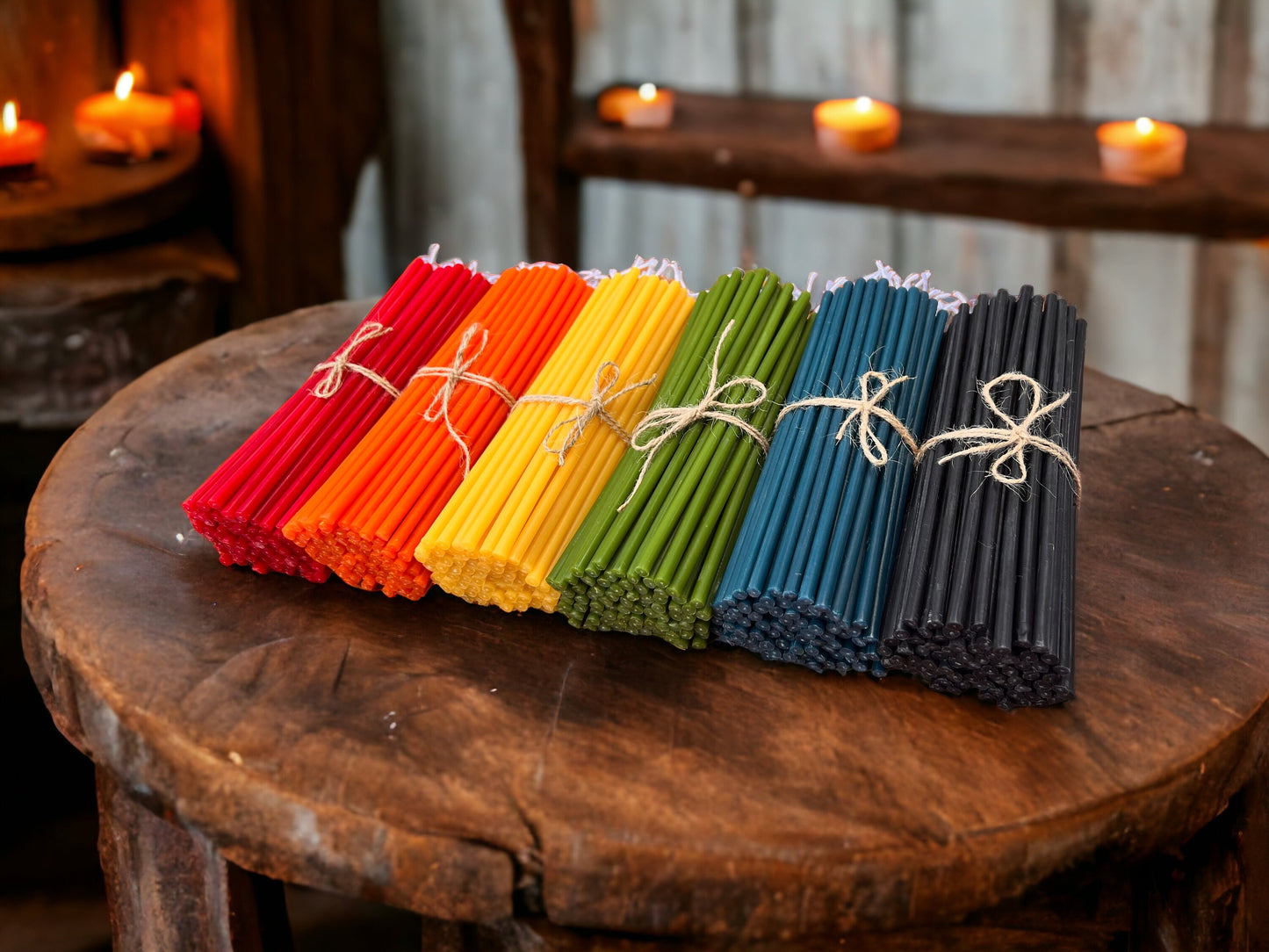 Slim Beeswax Taper Candles, Set of 24 - 7.5 in