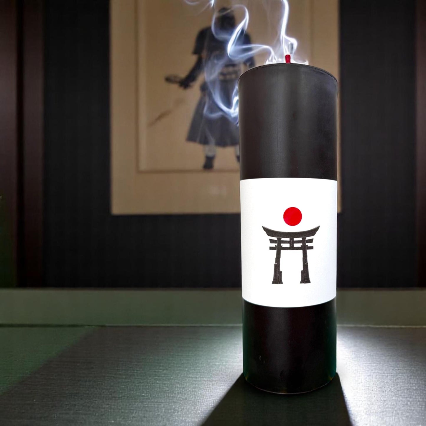 Samurai XL – Black Beeswax Pillar Candle with Red Wick, 8.75"