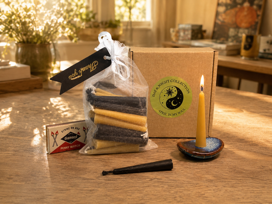 Gift Set of 30 Mini Beeswax Candles – Black and Natural Yellow, Day & Night Collection | Ritual, Prayer, Meditation Candles | Yin-Yang