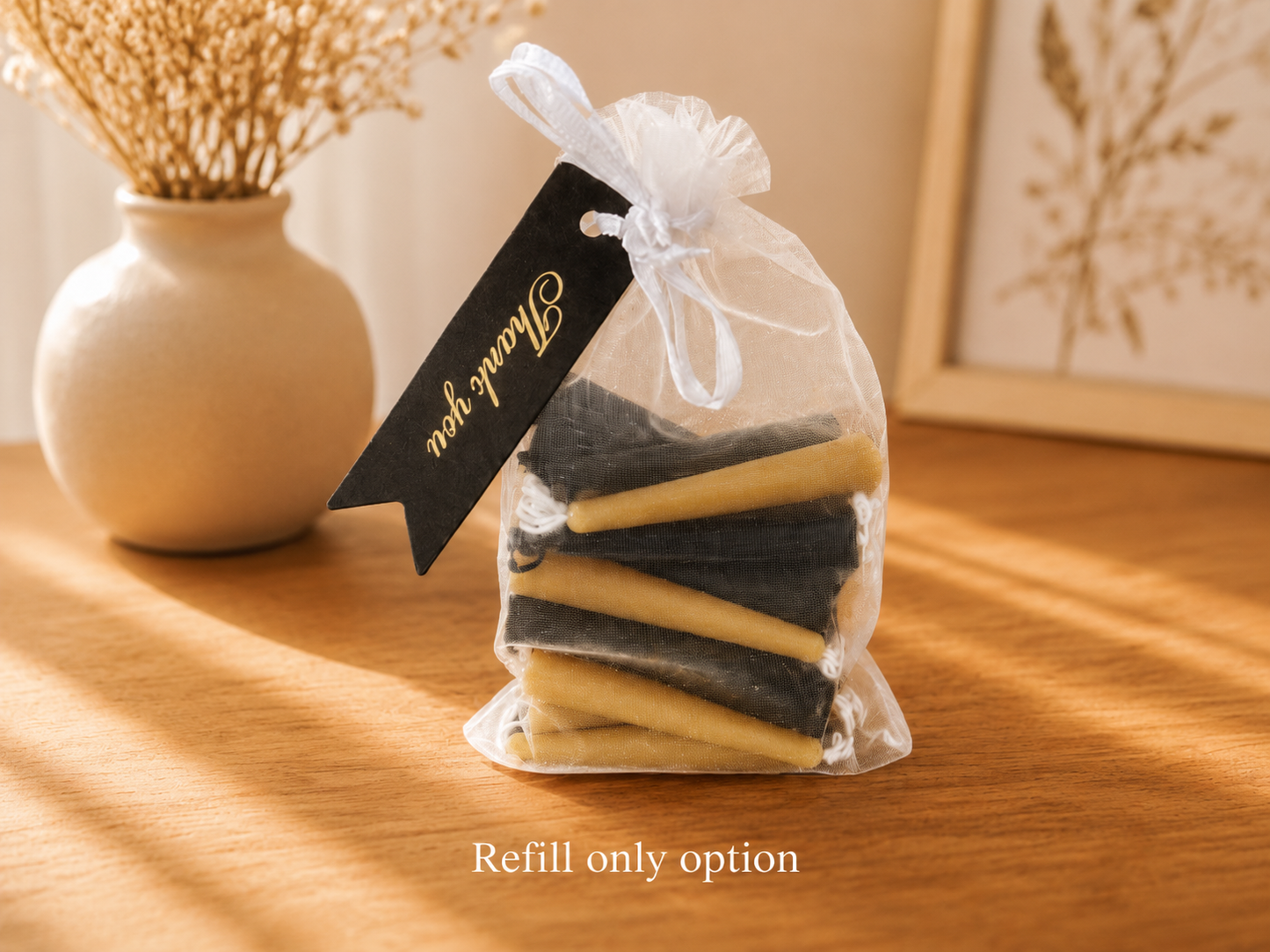 Gift Set of 30 Mini Beeswax Candles – Black and Natural Yellow, Day & Night Collection | Ritual, Prayer, Meditation Candles | Yin-Yang