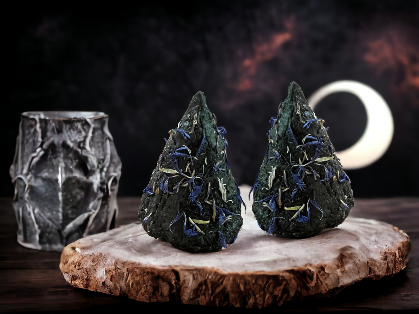 Black Beeswax Candles, "No Wick Candle" With Protection Herbs (set of 2)