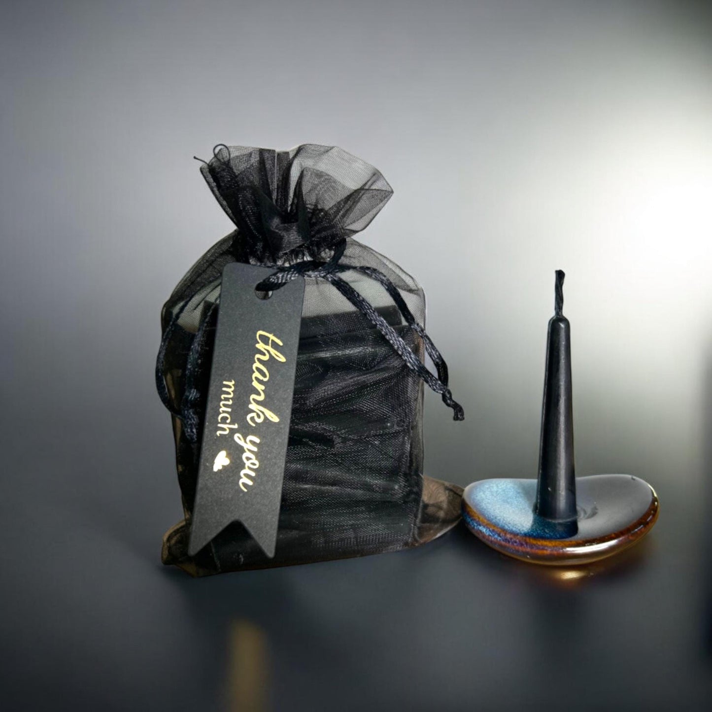 31 Nights of Calm – Black Beeswax Candle Set - 31 Mini Candles with Ceramic Holder and Matches, Relaxation and Cleansing Gift