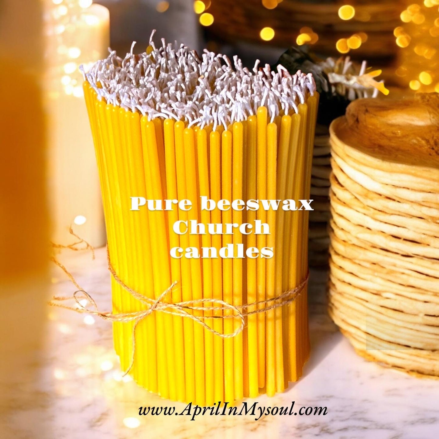 Slim Beeswax Church Taper Candles – 7.8 in x 5 mm - 1 LB or 2 LB