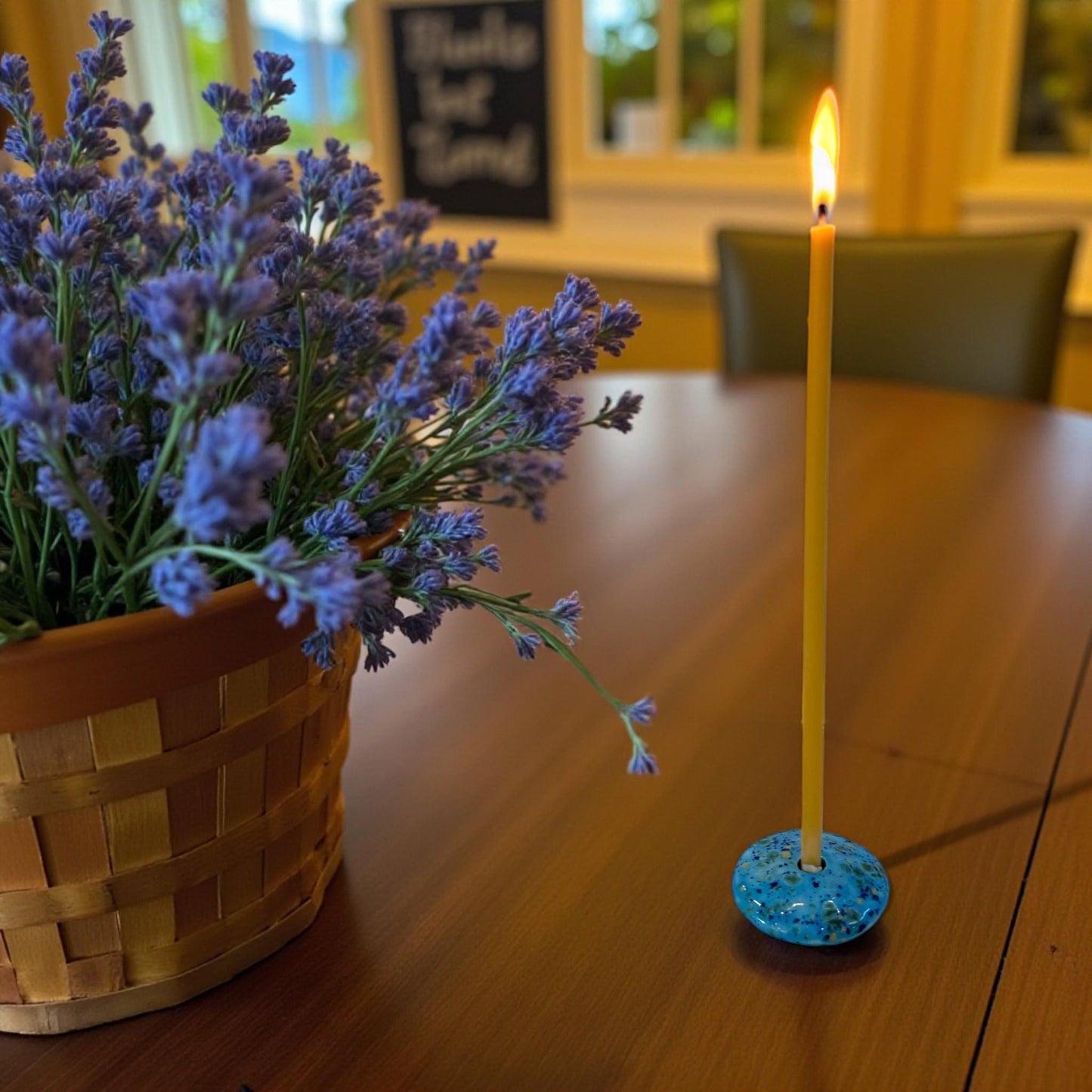 Azure Reef, Blue – Ceramic Candle Holder for Ultra Slim 5mm Beeswax Ritual Candles | Handcrafted Minimalist Taper Stand - LIMITED EDITION