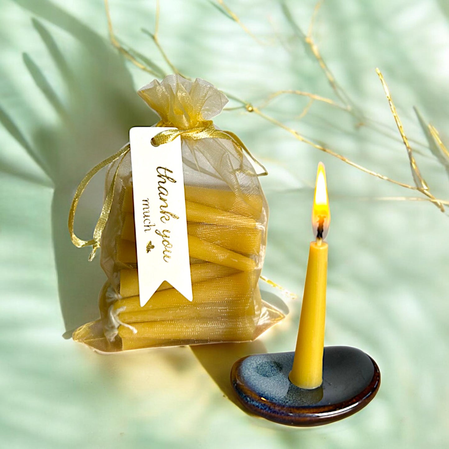Advent Calendar Set – 31 Pure Beeswax Mini Taper Candles with Holder and Matches