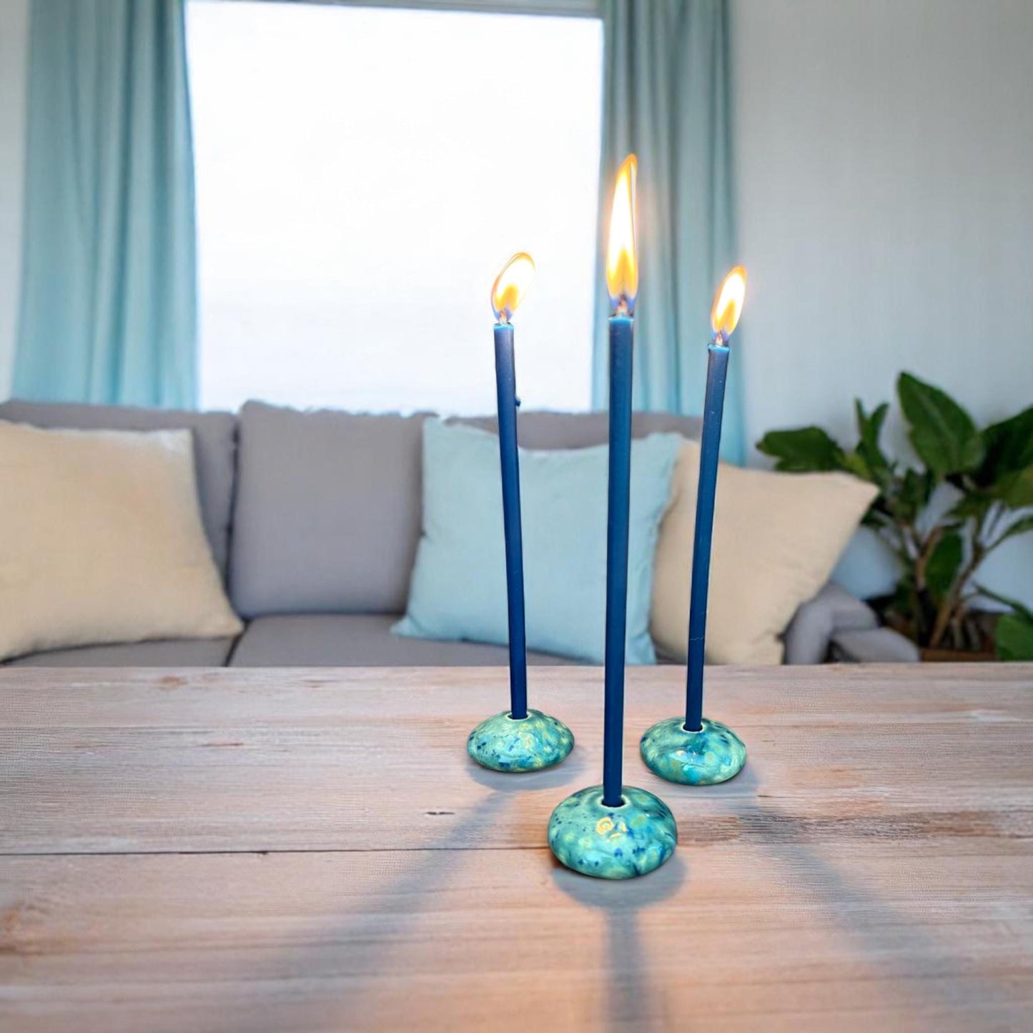 Ocean Spirit Ceramic Candle Holder for 5 mm Taper Candles – Seafoam Green