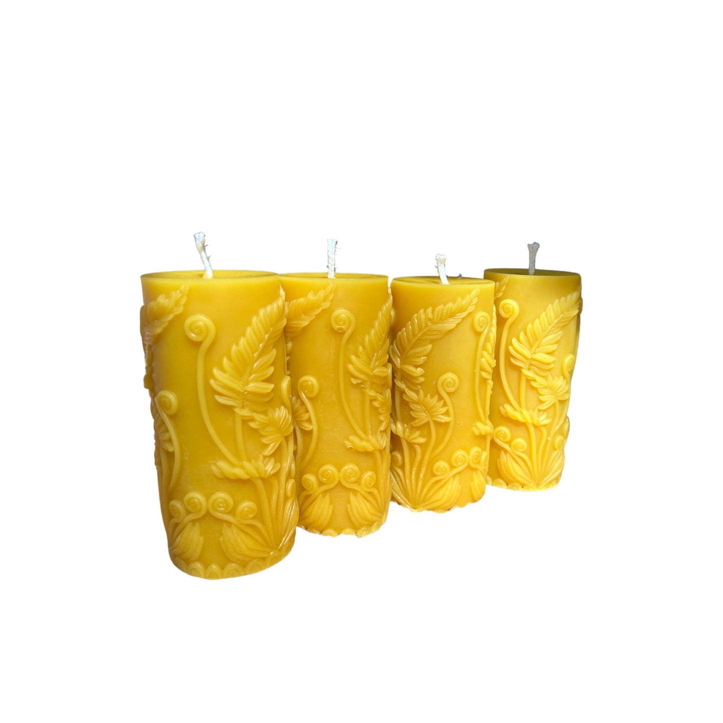 Night Glow Rustic Fern Beeswax Pillar - 4.5" x 2"