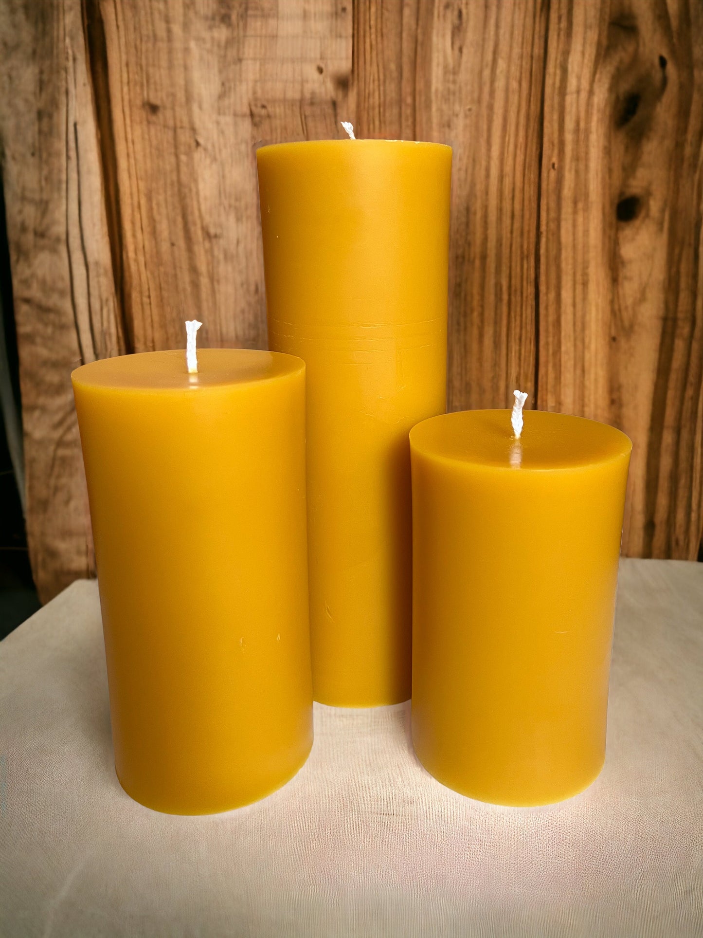 100% Pure Beeswax Pillar Candles – 3" Diameter, Multiple Sizes Available