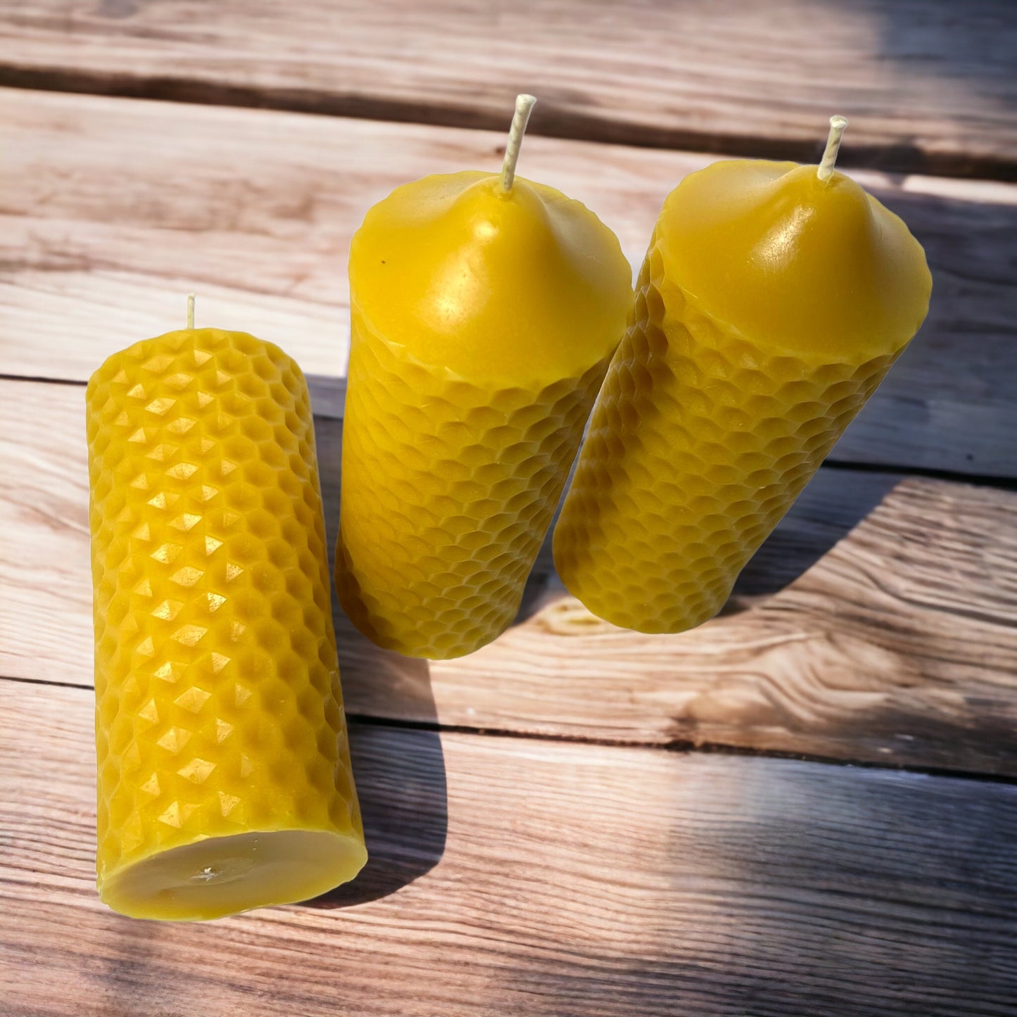 Honeycomb Beeswax Pillar Candle - 6" x 2"