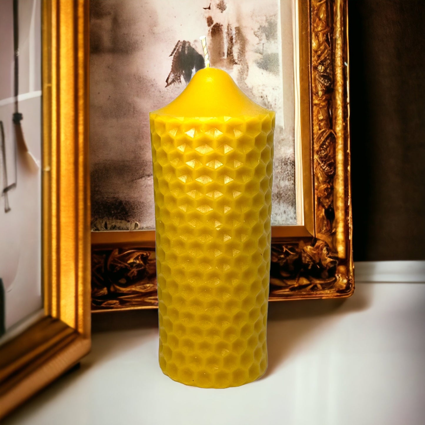 Honeycomb Beeswax Pillar Candle - 6" x 2"