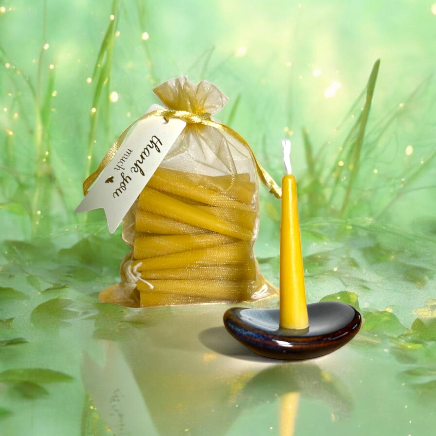 Advent Calendar Set – 31 Pure Beeswax Mini Taper Candles with Holder and Matches