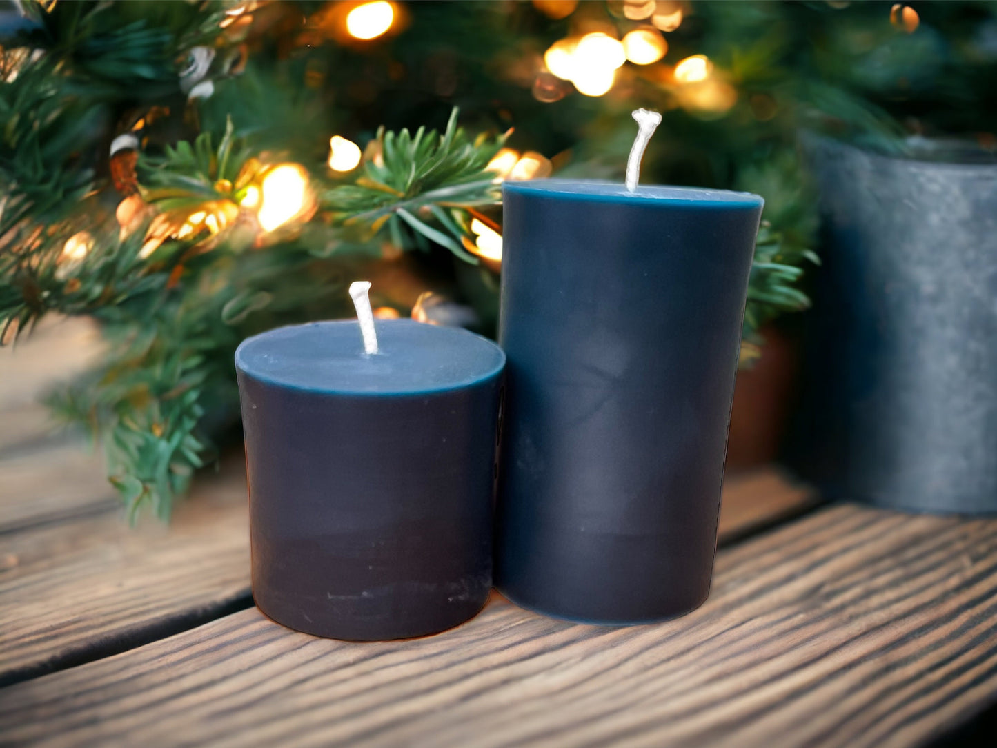 Blue Beeswax Pillar Candles – 100% Pure Beeswax, 3" Diameter