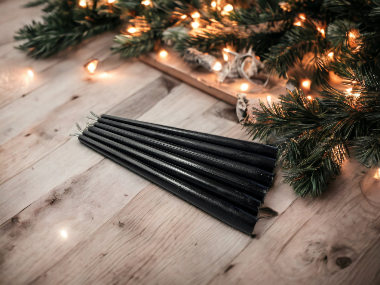Set of 6 Black Beeswax Dinner Candles – 10" Tapers