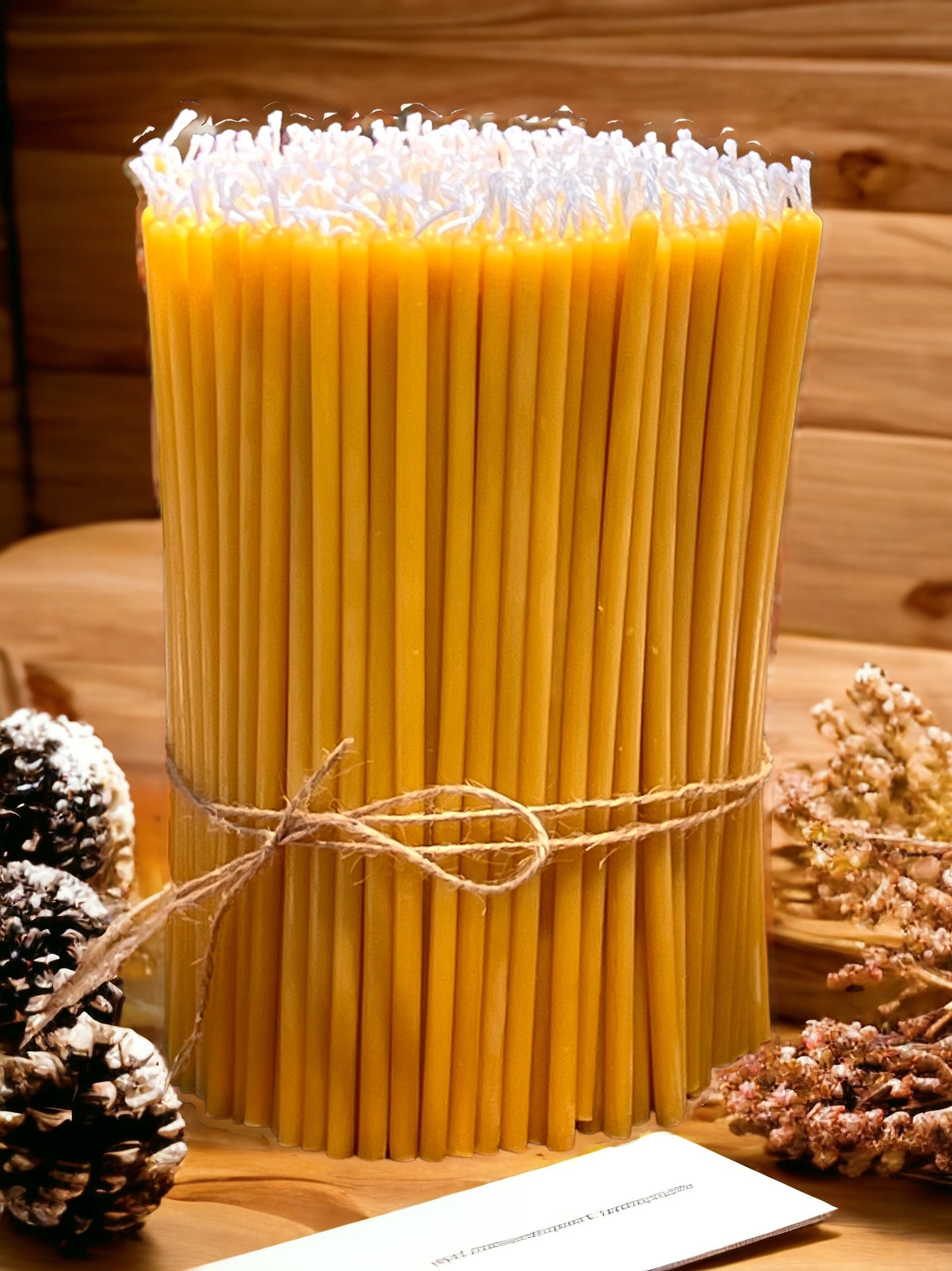 Slim Beeswax Church Taper Candles – 7.8 in x 5 mm - 1 LB or 2 LB