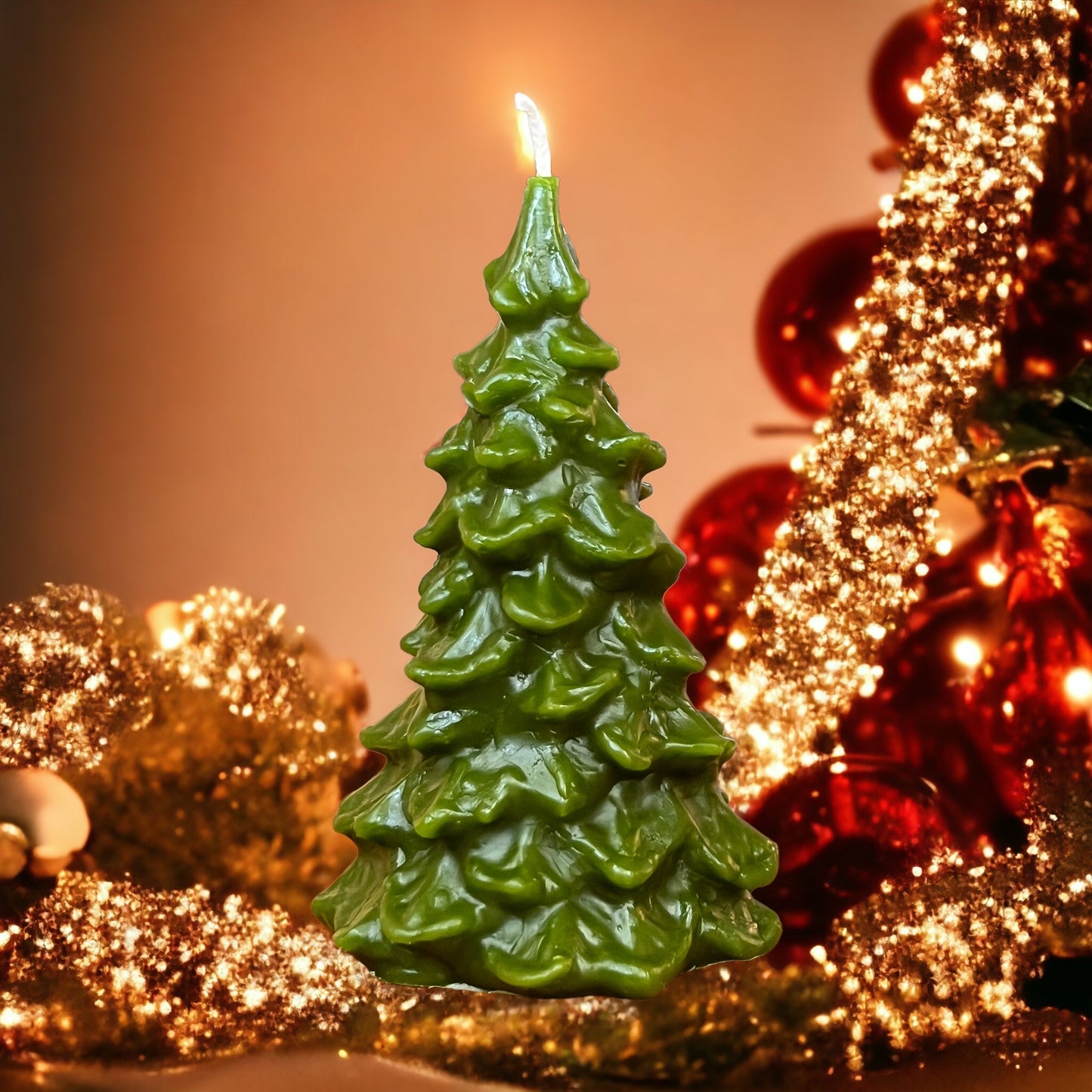 Christmas New Year Tree Candle, Pure Beeswax, Small, Medium, and Large sizes.