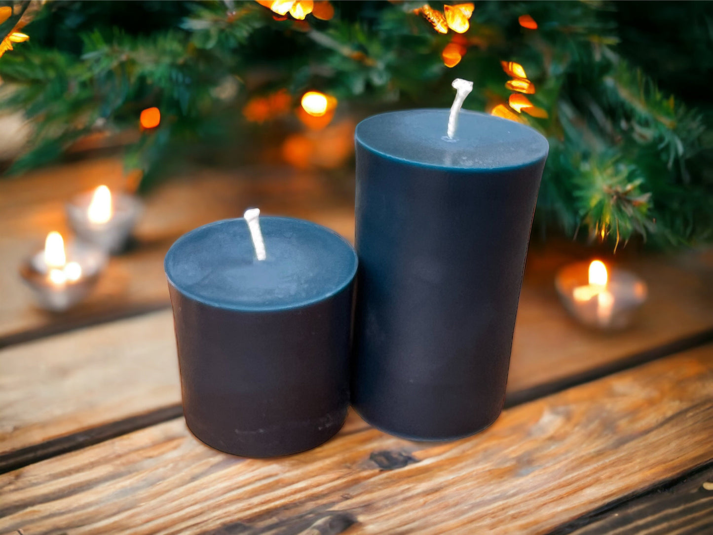 Blue Beeswax Pillar Candles – 100% Pure Beeswax, 3" Diameter