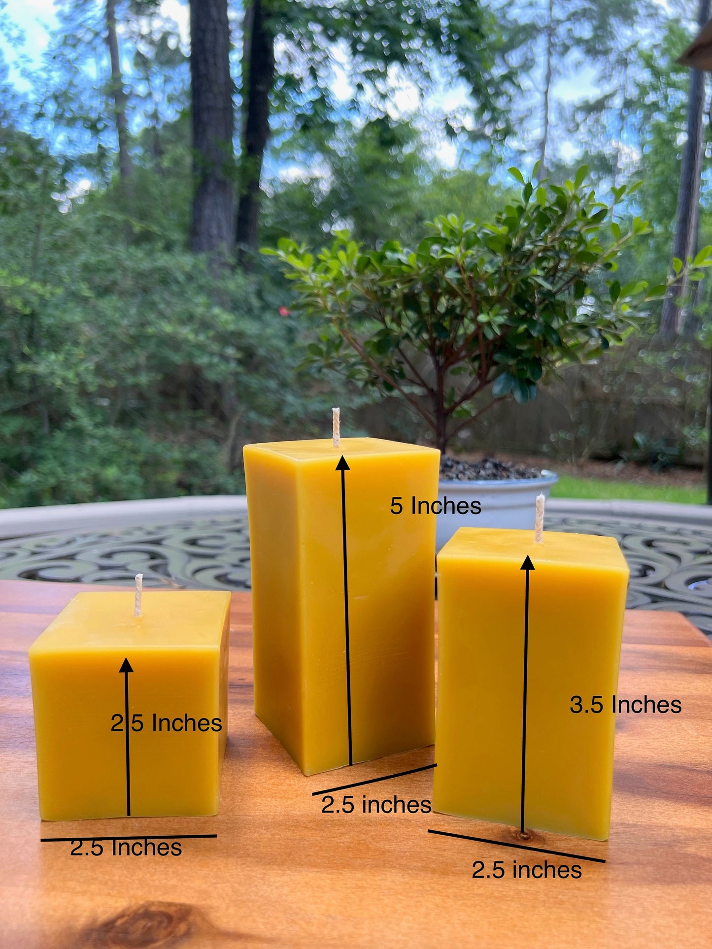Square Pillar Candle – 100% Beeswax, Three Sizes