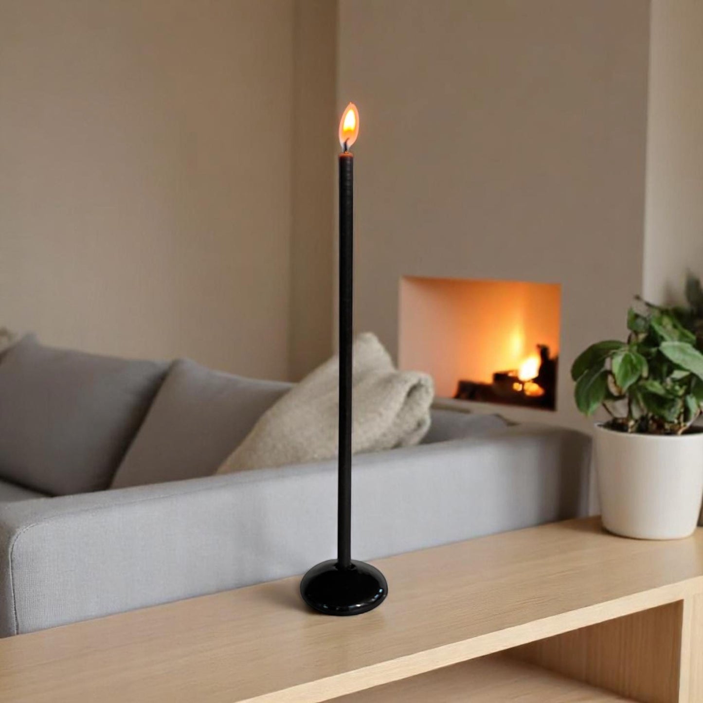 Ultra Slim Black Beeswax Taper Candles – 7.3 in x 5 mm