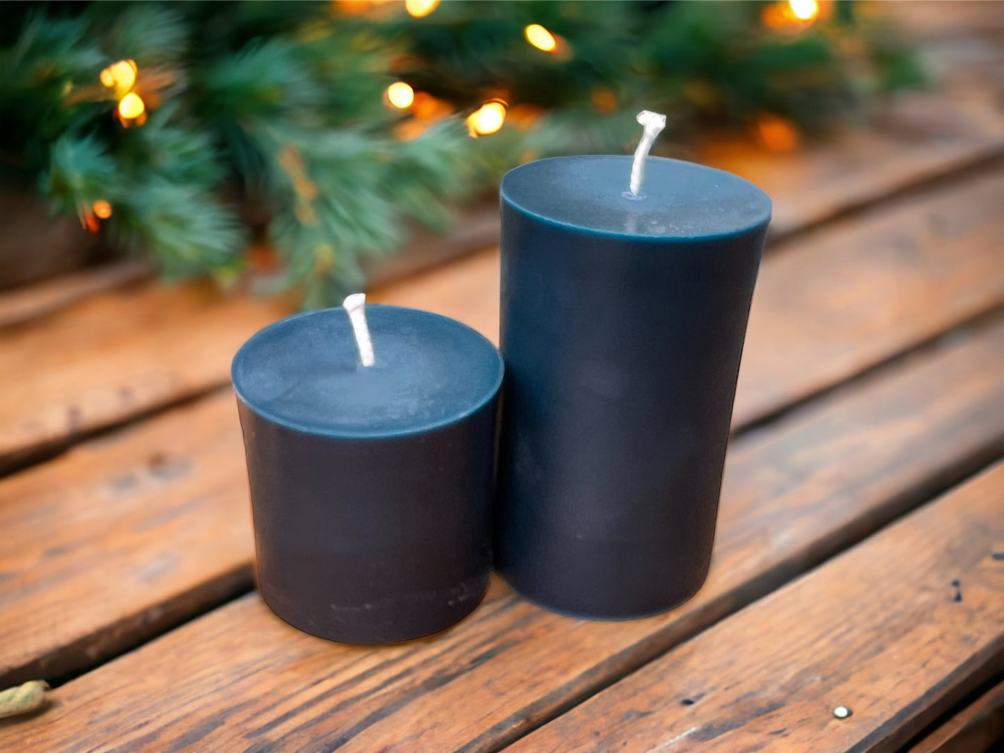 Blue Beeswax Pillar Candles – 100% Pure Beeswax, 3" Diameter