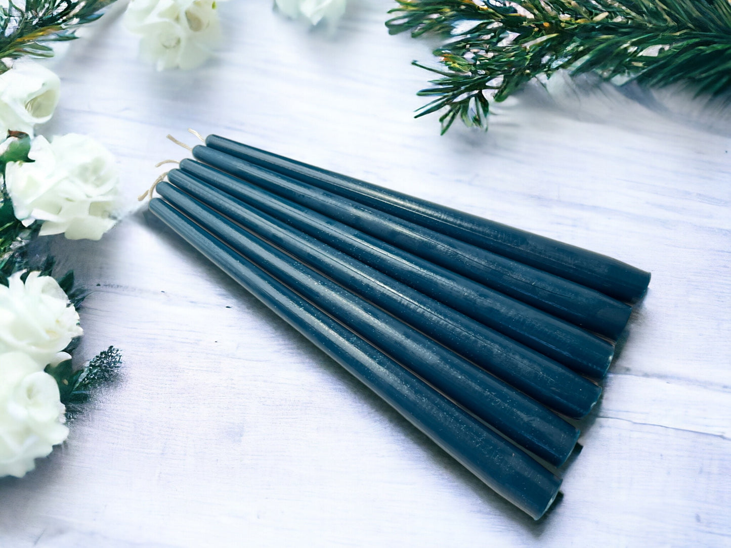 Set of 6 Beeswax Taper Dinner Candles – 10 in, 6 Colors