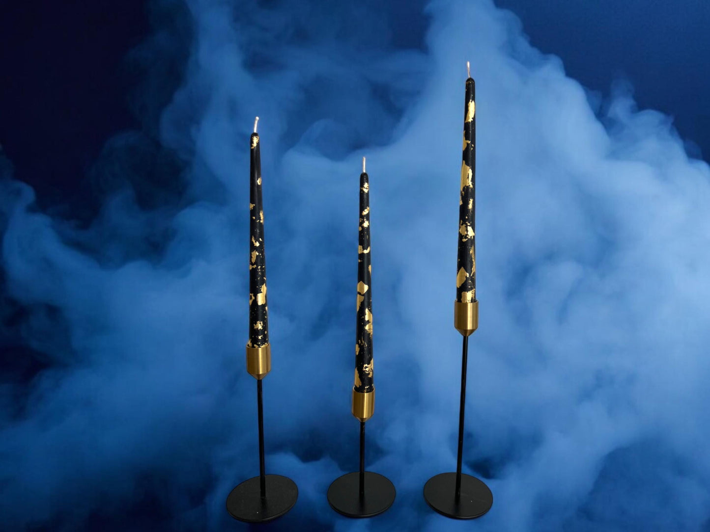 Midnight Golden Glow Beeswax Tapers - Black and Gold