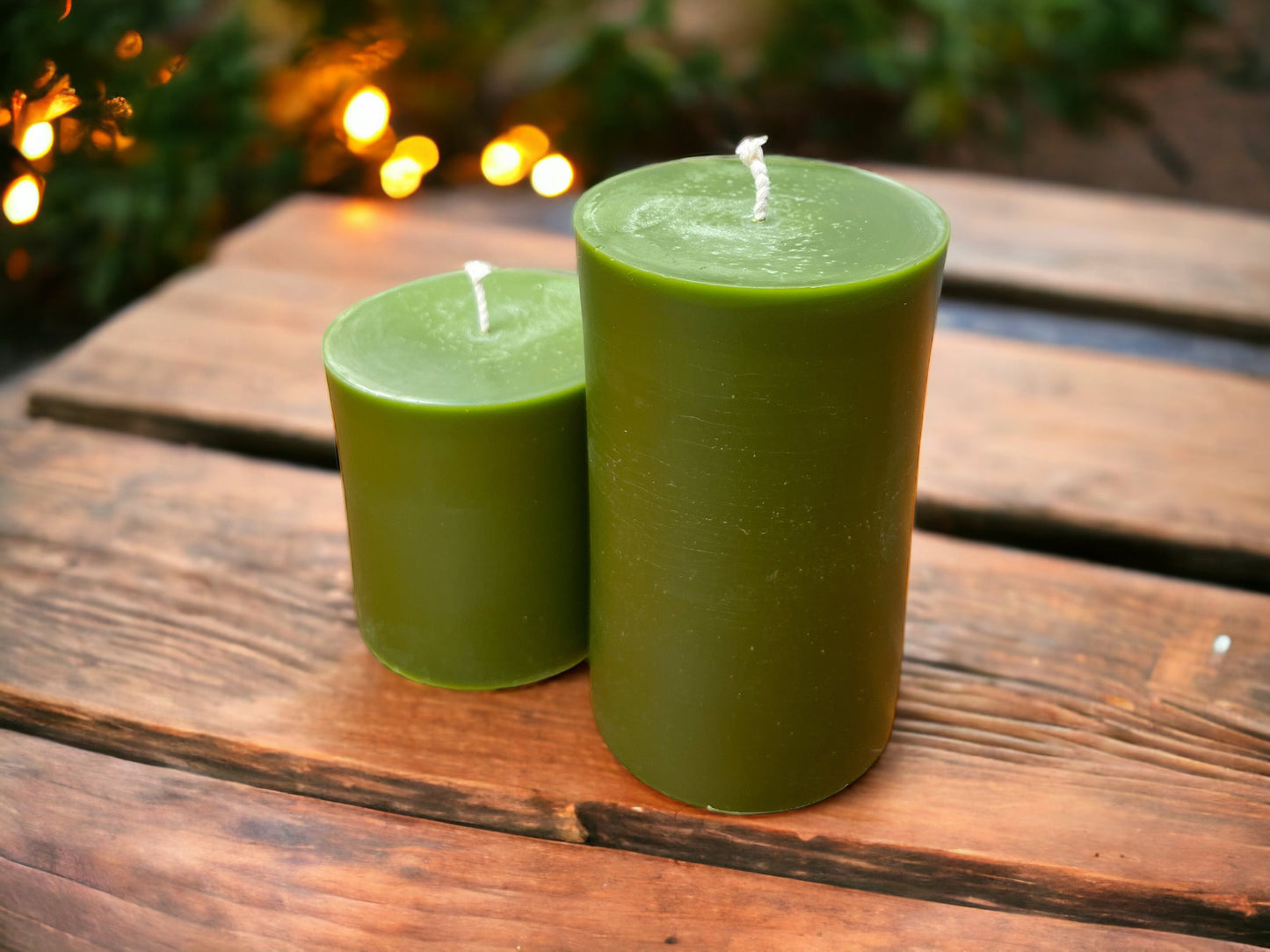 Large Green Beeswax Pillar Candle - 3" Diameter