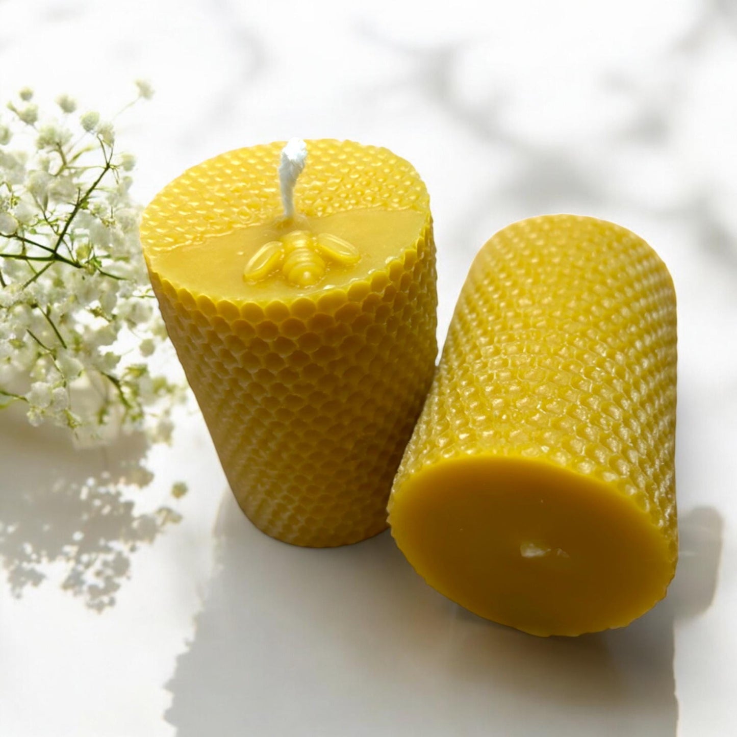 BeeLight Glow Set – Handcrafted Beeswax Candles with Bee Design (Set of 2 or 4)