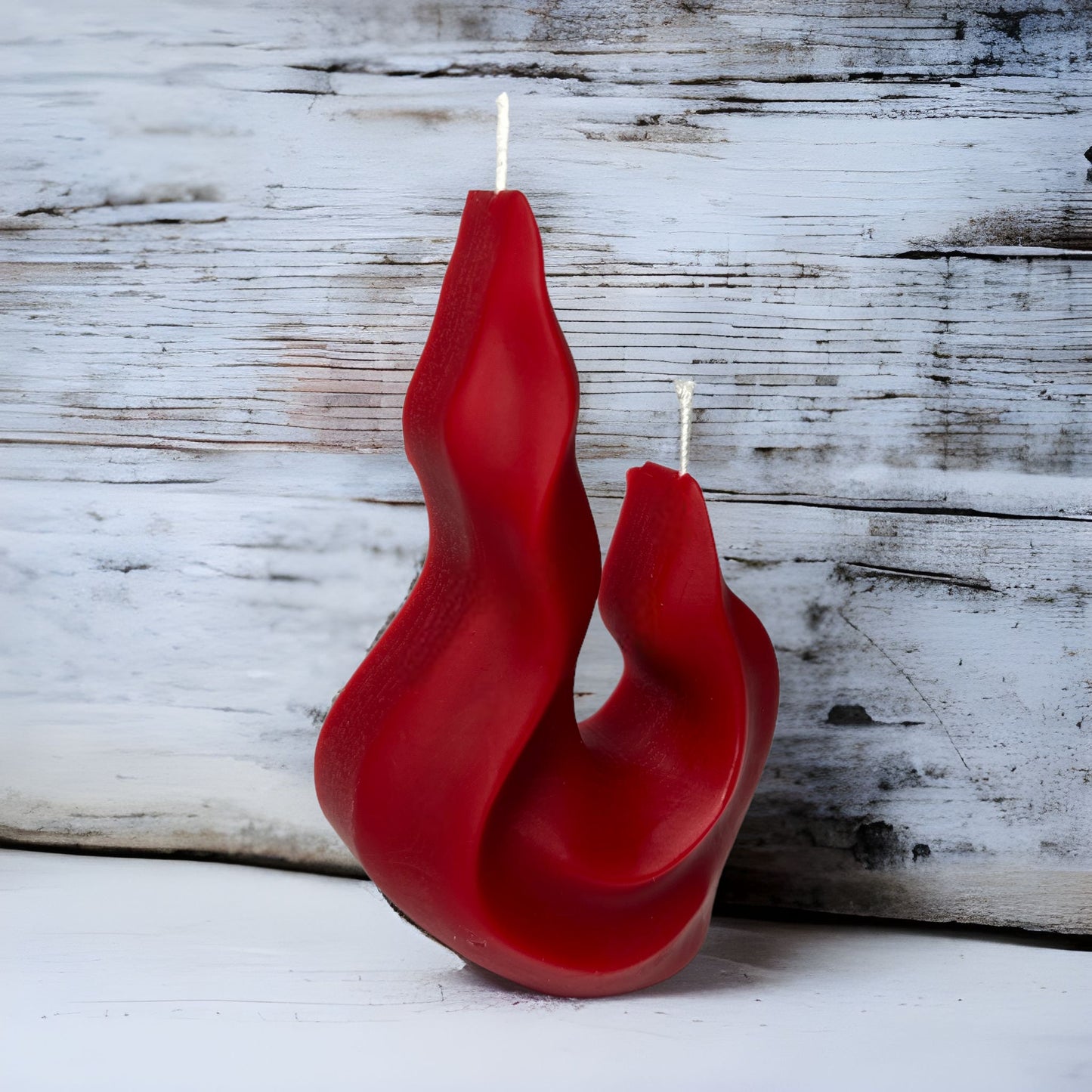 Flame-Shaped Red Beeswax Candle – 4.5"